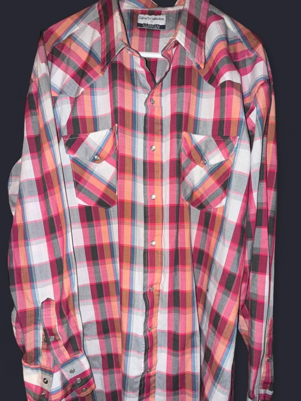 Karma Pink Orange Plaid Button-Down Shirt